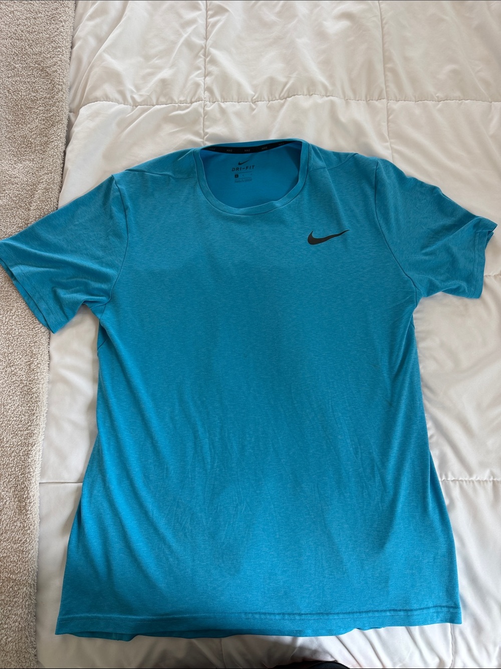 Nike Short Sleeve Crew Tee in Teal Blue with Black Swoosh